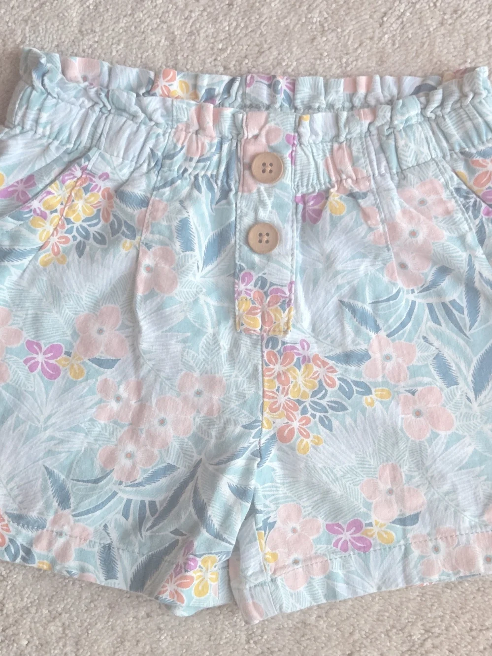 OshKosh B'gosh Light Blue Floral Elastic-Waist Shorts